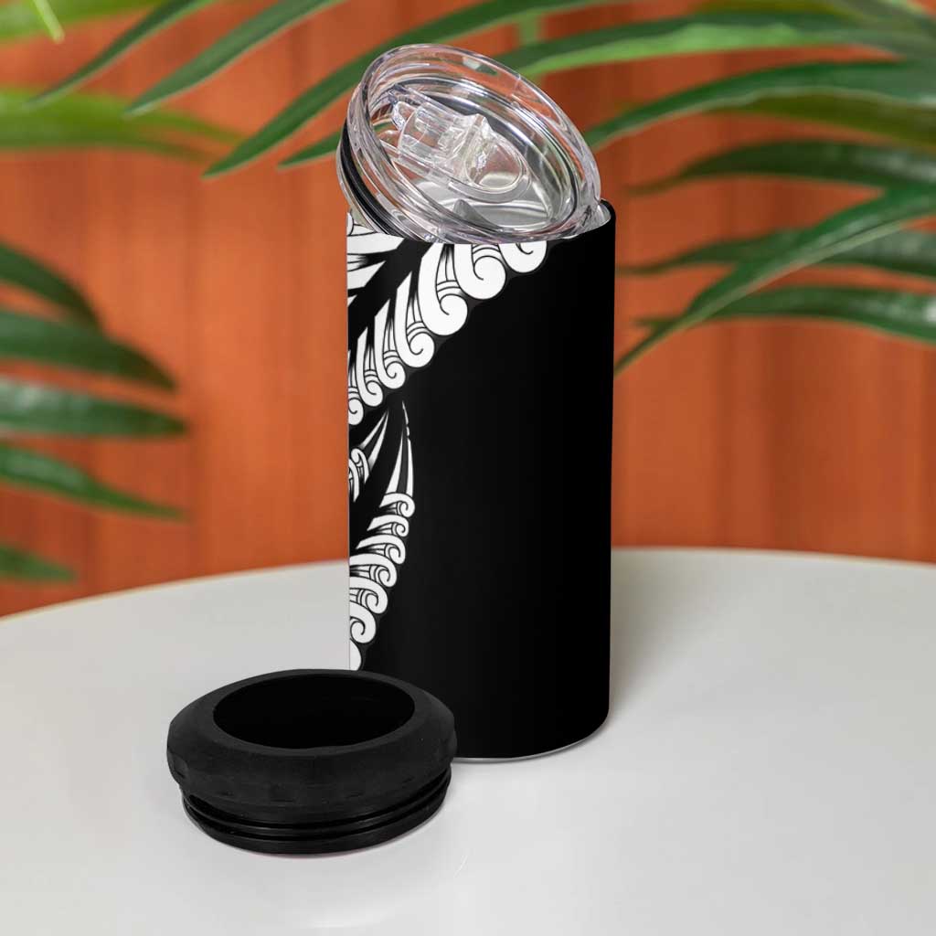 Koru Fern New Zealand Maori Tribal Warrior 4 in 1 Can Cooler Tumbler