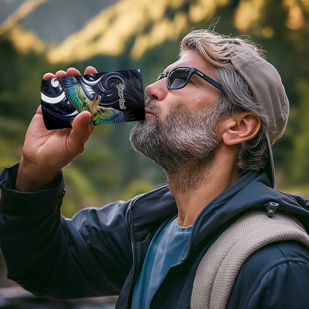 New Zealand Kea Bird Personalised 4 in 1 Can Cooler Tumbler Maori Tribal Koru Art