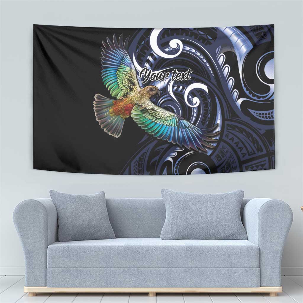 New Zealand Kea Bird Personalised Tapestry Maori Tribal Koru Art
