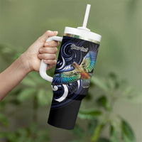 New Zealand Kea Bird Personalised Tumbler With Handle Maori Tribal Koru Art