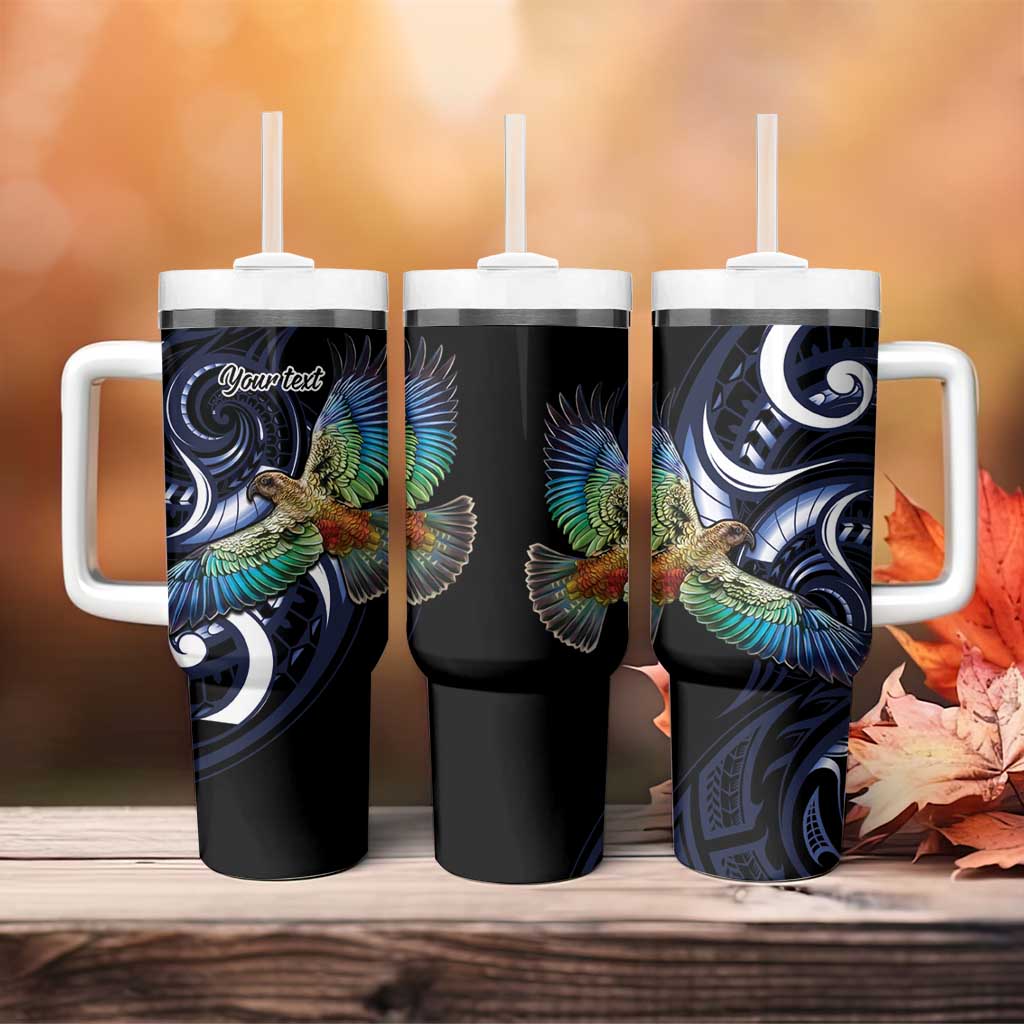New Zealand Kea Bird Personalised Tumbler With Handle Maori Tribal Koru Art