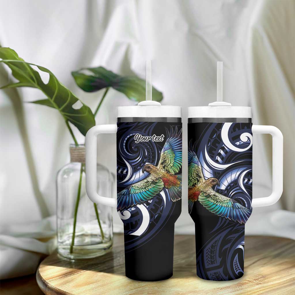New Zealand Kea Bird Personalised Tumbler With Handle Maori Tribal Koru Art