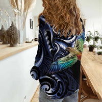 New Zealand Kea Bird Personalised Women Casual Shirt Maori Tribal Koru Art