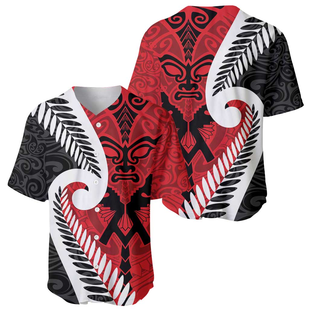 Silver Fern Koru Swirls with Maori Ta Moko Baseball Jersey