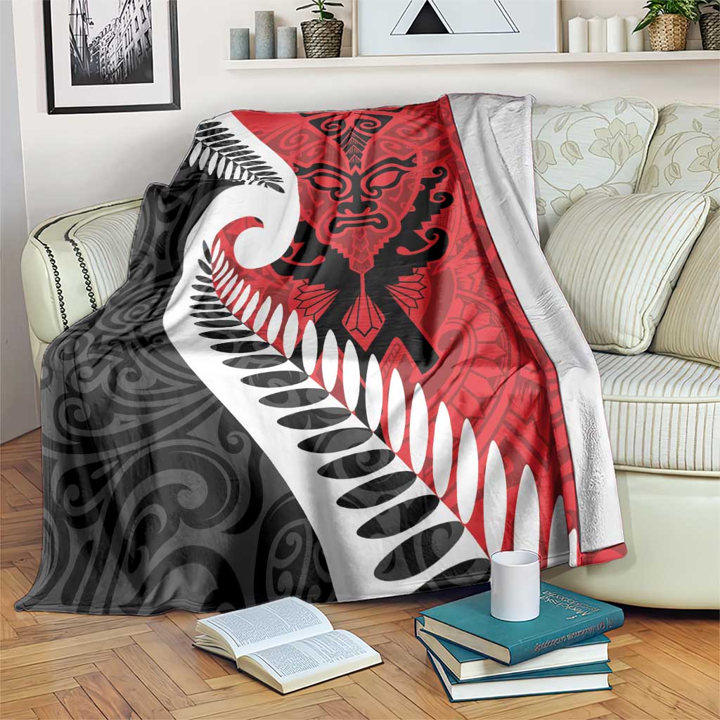 Silver Fern Koru Swirls with Maori Ta Moko Blanket