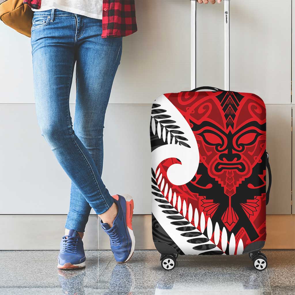 Silver Fern Koru Swirls with Maori Ta Moko Luggage Cover LT9 - Polynesian Pride