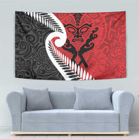 Silver Fern Koru Swirls with Maori Ta Moko Tapestry