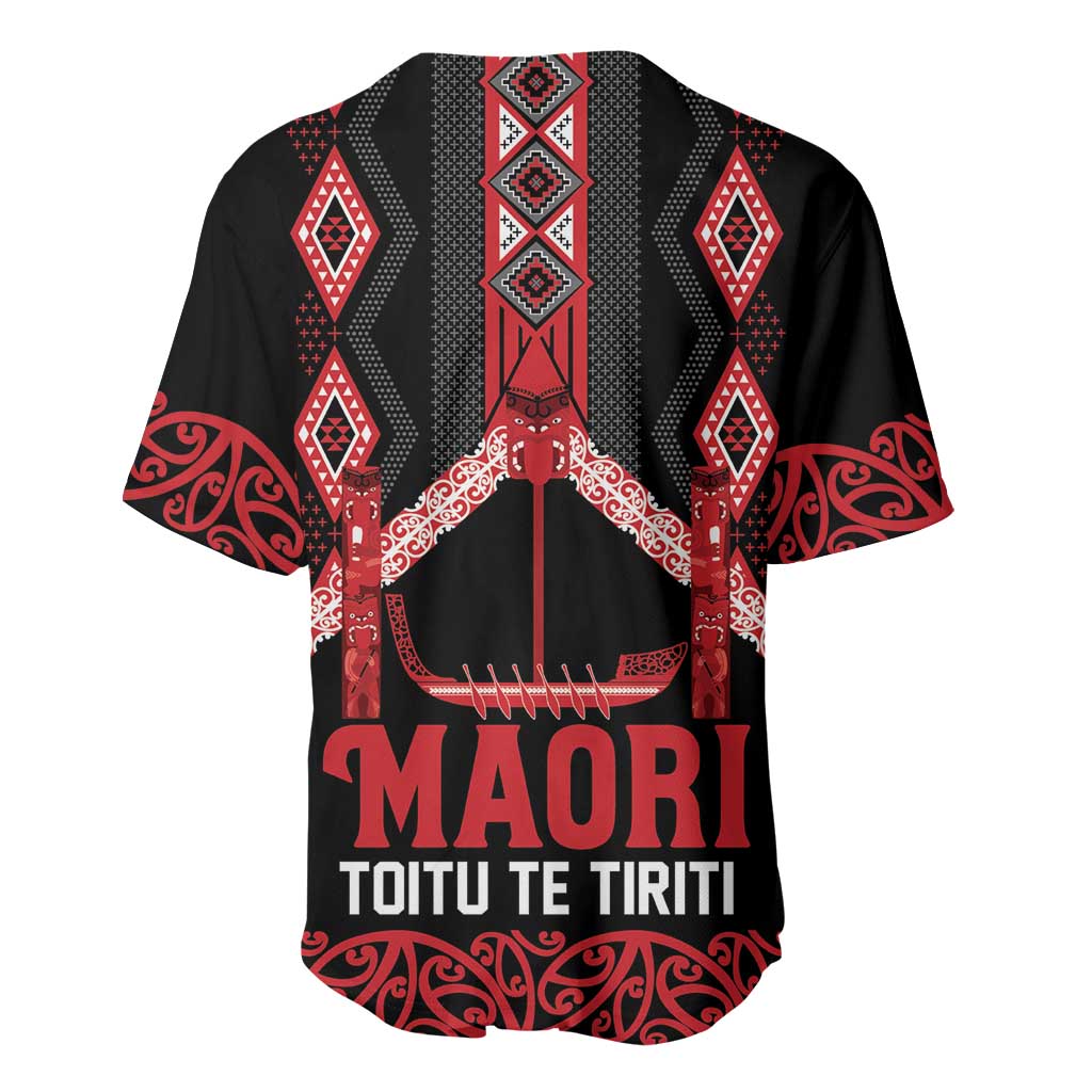 Toitu Te Tiriti Waitangi Baseball Jersey Black Wharenui House - Polynesian Pride