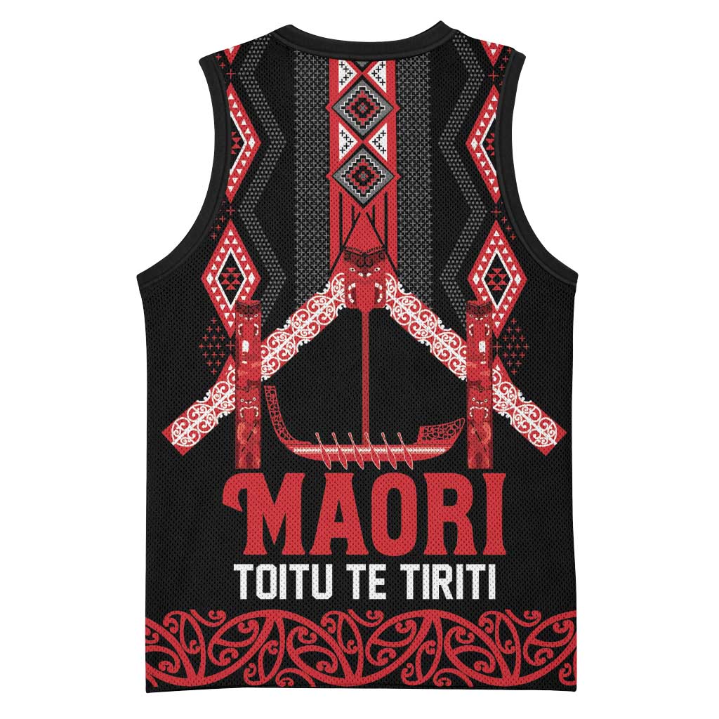 Toitu Te Tiriti Waitangi Basketball Jersey Black Wharenui House - Polynesian Pride