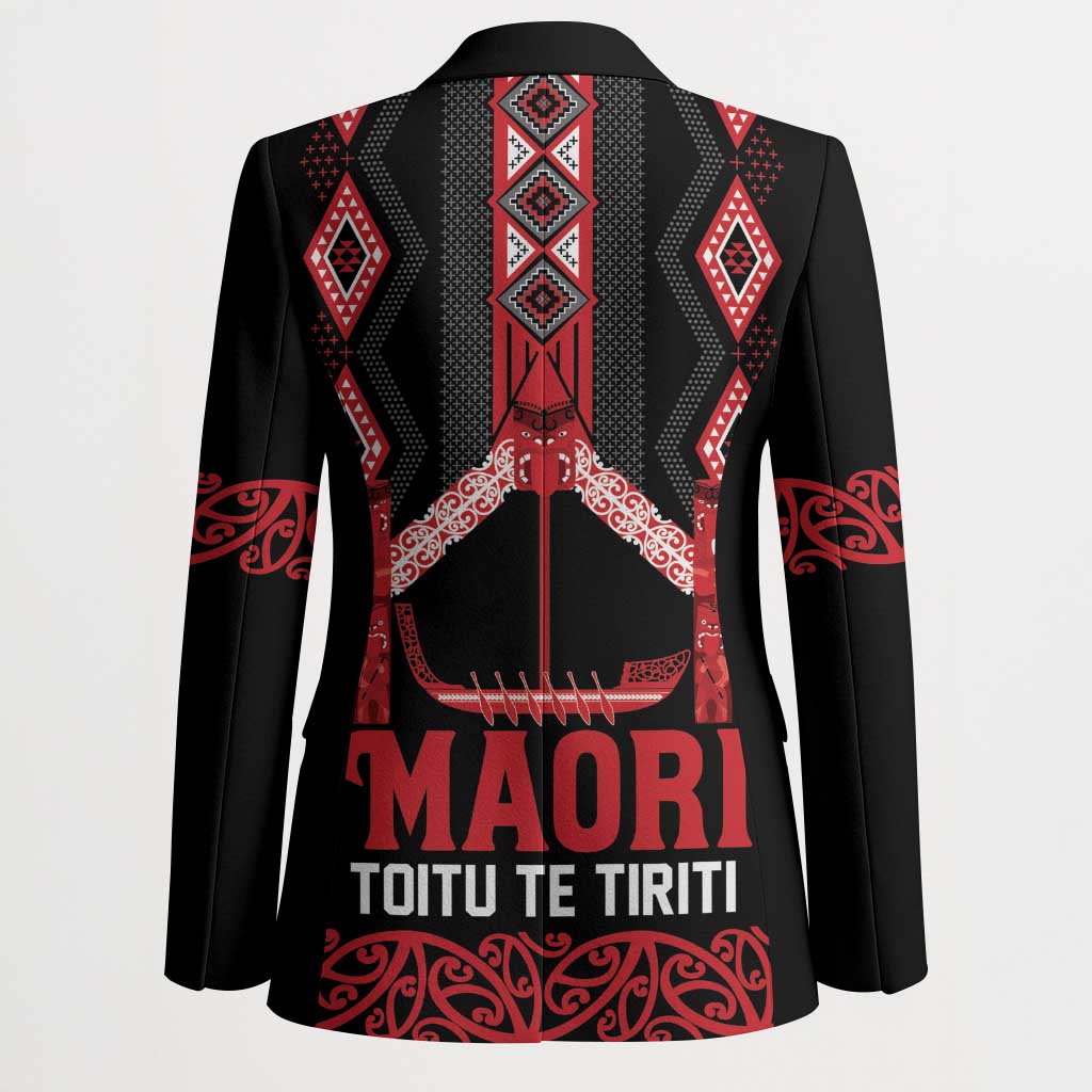 Toitu Te Tiriti Waitangi Blazer Black Wharenui House - Polynesian Pride
