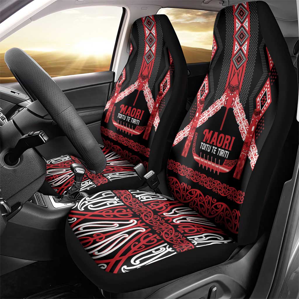 Toitu Te Tiriti Waitangi Car Seat Cover Black Wharenui House - Polynesian Pride