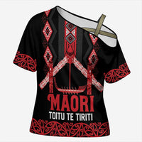 Toitu Te Tiriti Waitangi Cross Shoulder Shirt Black Wharenui House - Polynesian Pride