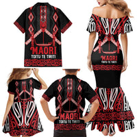Toitu Te Tiriti Waitangi Family Matching Mermaid Dress and Hawaiian Shirt Black Wharenui House LT9 - Polynesian Pride