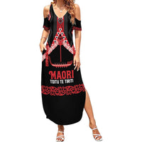 Toitu Te Tiriti Waitangi Family Matching Summer Maxi Dress and Hawaiian Shirt Black Wharenui House LT9 Mom's Dress Black - Polynesian Pride