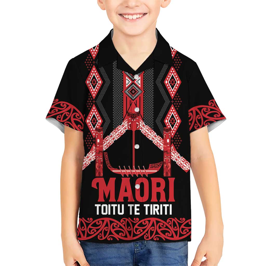 Toitu Te Tiriti Waitangi Hawaiian Shirt Black Wharenui House - Polynesian Pride
