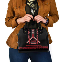 Toitu Te Tiriti Waitangi Shoulder Handbag Black Wharenui House - Polynesian Pride