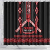 Toitu Te Tiriti Waitangi Shower Curtain Black Wharenui House - Polynesian Pride