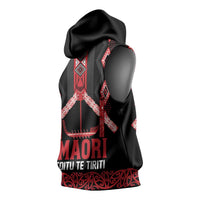Toitu Te Tiriti Waitangi Sleeveless Hoodie Black Wharenui House - Polynesian Pride