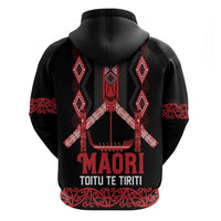 Toitu Te Tiriti Waitangi Zip Hoodie Black Wharenui House - Polynesian Pride