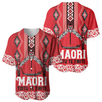 Toitu Te Tiriti Waitangi Baseball Jersey Red Wharenui House - Polynesian Pride