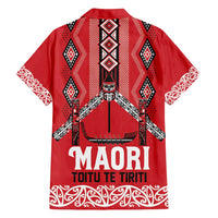 Toitu Te Tiriti Waitangi Family Matching Off Shoulder Maxi Dress and Hawaiian Shirt Red Wharenui House LT9 - Polynesian Pride