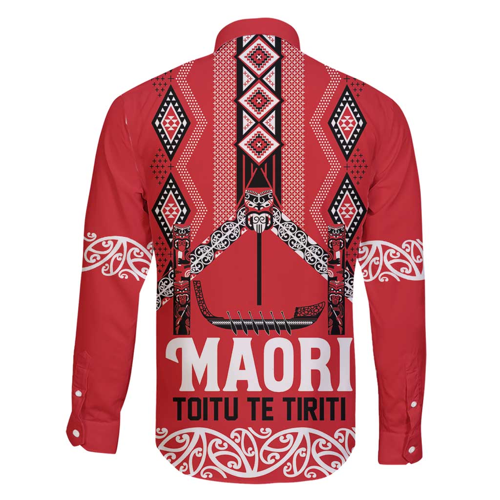 Toitu Te Tiriti Waitangi Family Matching Short Sleeve Bodycon Dress and Hawaiian Shirt Red Wharenui House LT9 - Polynesian Pride