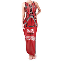 Toitu Te Tiriti Waitangi Family Matching Tank Maxi Dress and Hawaiian Shirt Red Wharenui House LT9 Mom's Dress Red - Polynesian Pride