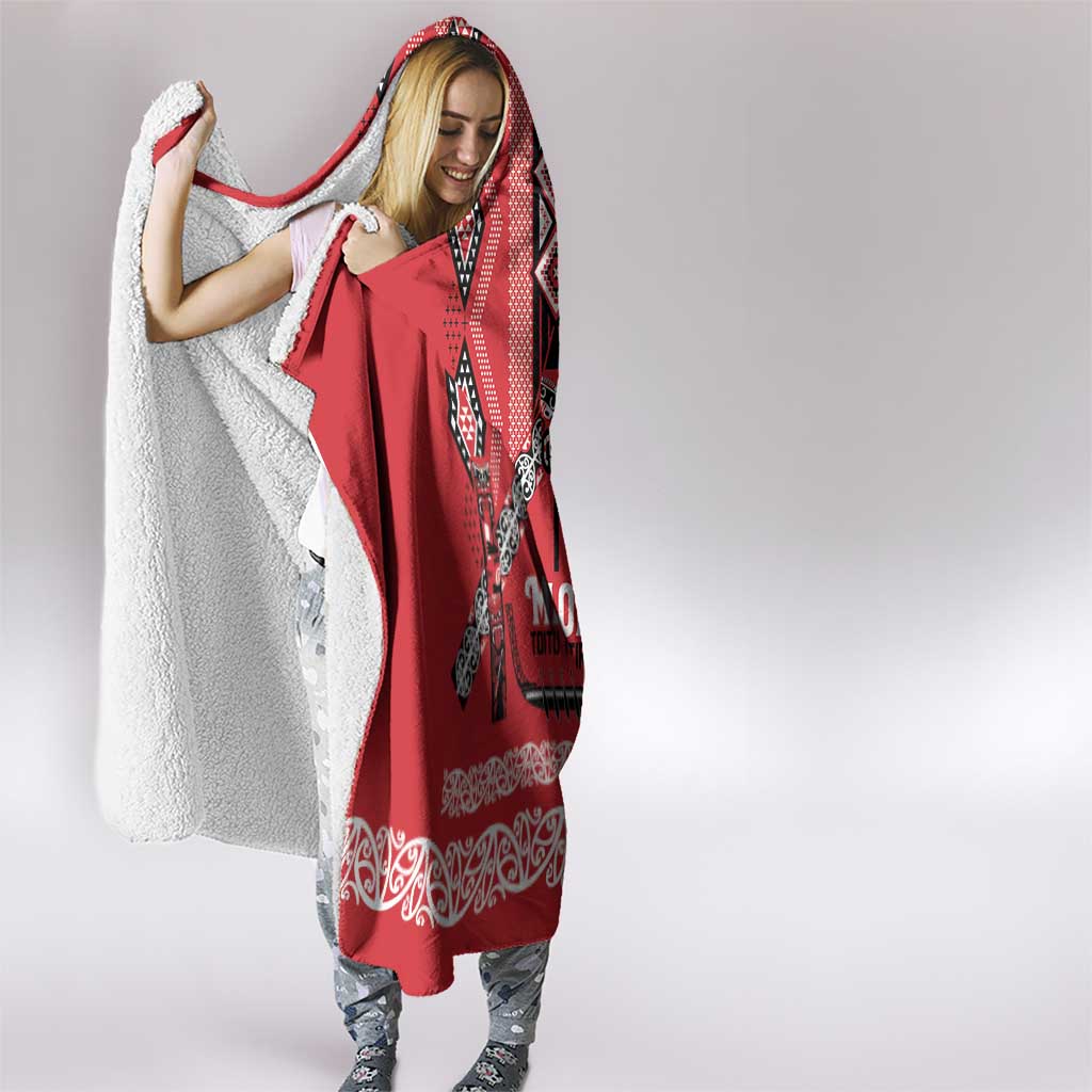 Toitu Te Tiriti Waitangi Hooded Blanket Red Wharenui House - Polynesian Pride
