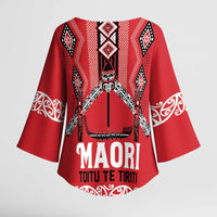 Toitu Te Tiriti Waitangi Kimono Sleeve Blouse Red Wharenui House - Polynesian Pride