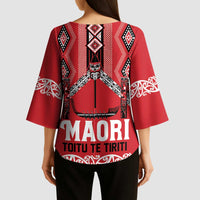 Toitu Te Tiriti Waitangi Kimono Sleeve Blouse Red Wharenui House - Polynesian Pride