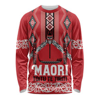 Toitu Te Tiriti Waitangi Long Sleeve Shirt Red Wharenui House - Polynesian Pride