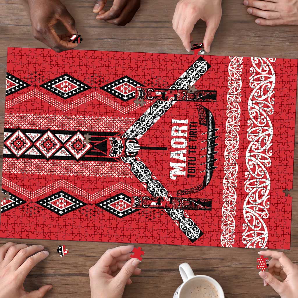 Toitu Te Tiriti Waitangi Puzzle Red Wharenui House - Polynesian Pride