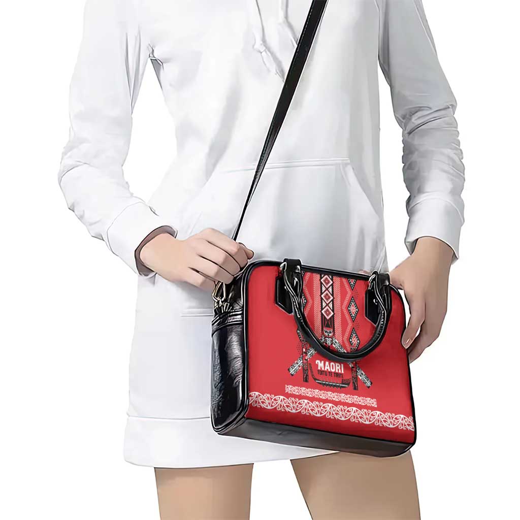 Toitu Te Tiriti Waitangi Shoulder Handbag Red Wharenui House - Polynesian Pride