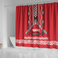 Toitu Te Tiriti Waitangi Shower Curtain Red Wharenui House - Polynesian Pride