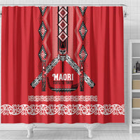 Toitu Te Tiriti Waitangi Shower Curtain Red Wharenui House - Polynesian Pride