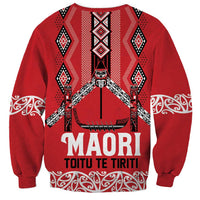 Toitu Te Tiriti Waitangi Sweatshirt Red Wharenui House - Polynesian Pride