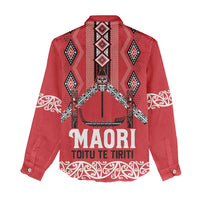 Toitu Te Tiriti Waitangi Women Casual Shirt Red Wharenui House - Polynesian Pride