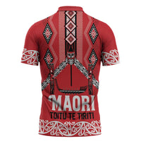 Toitu Te Tiriti Waitangi Zipper Polo Shirt Red Wharenui House - Polynesian Pride