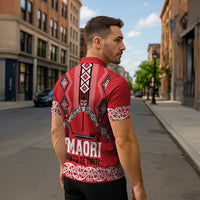 Toitu Te Tiriti Waitangi Zipper Polo Shirt Red Wharenui House - Polynesian Pride