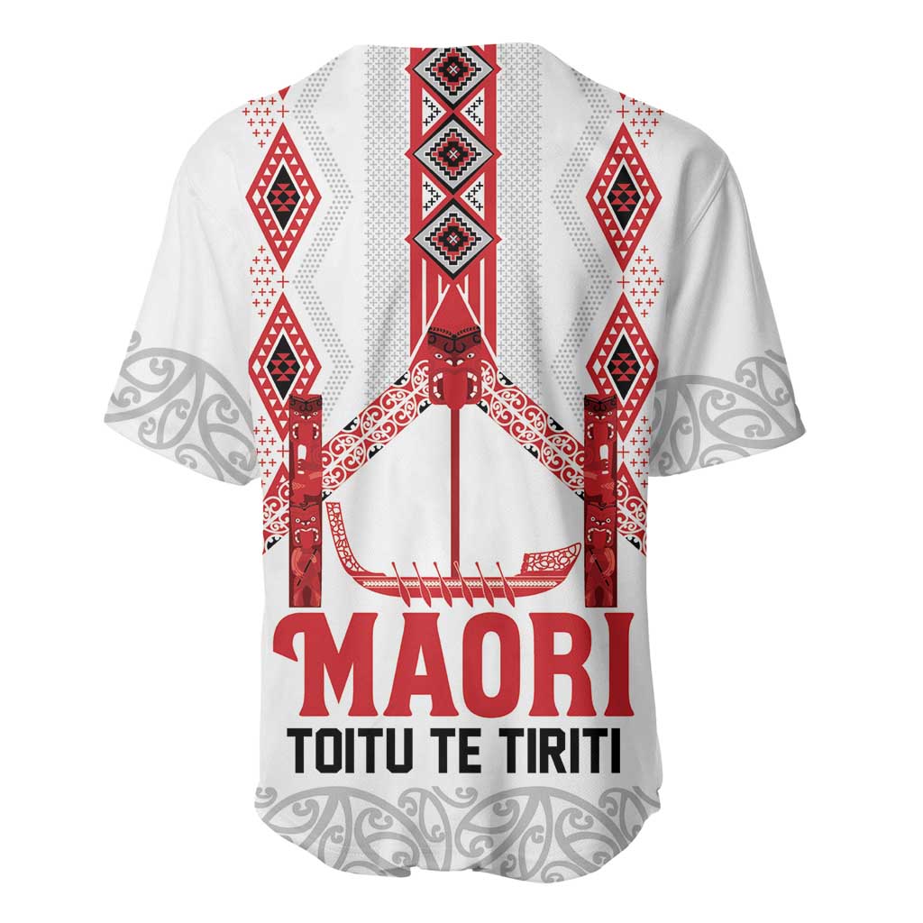 Toitu Te Tiriti Waitangi Baseball Jersey White Wharenui House - Polynesian Pride