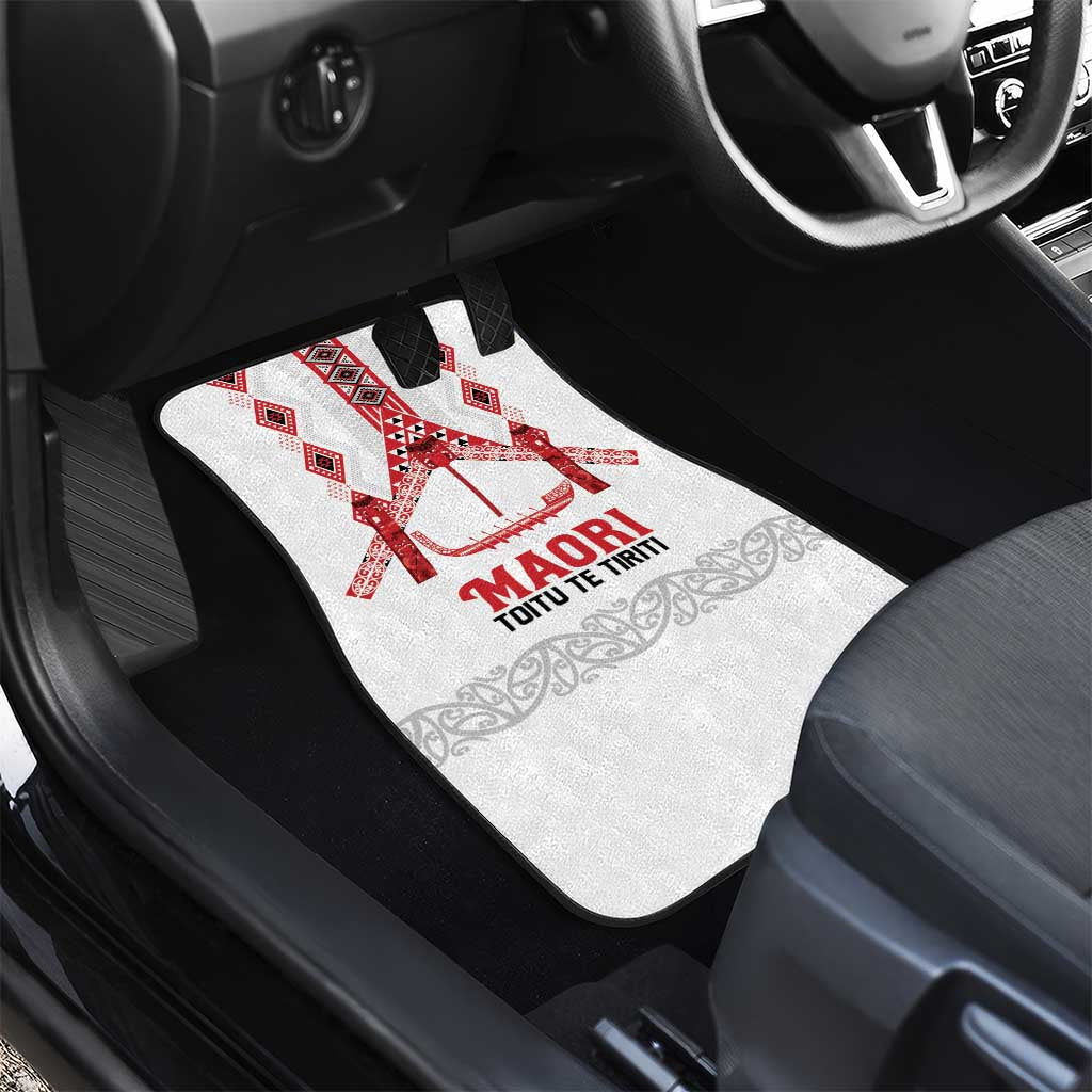 Toitu Te Tiriti Waitangi Car Mats White Wharenui House - Polynesian Pride