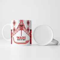 Toitu Te Tiriti Waitangi Ceramic Mug White Wharenui House - Polynesian Pride