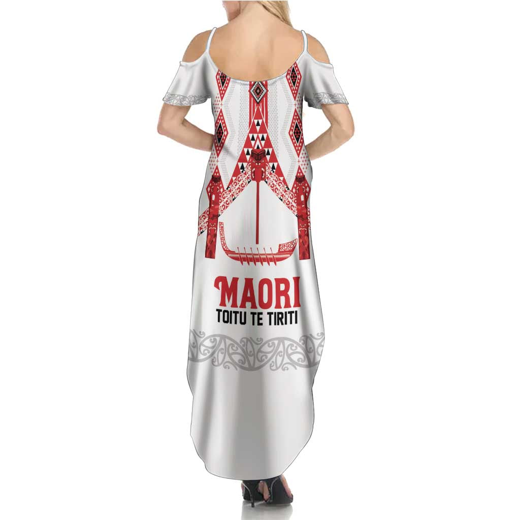Toitu Te Tiriti Waitangi Family Matching Summer Maxi Dress and Hawaiian Shirt White Wharenui House LT9 - Polynesian Pride