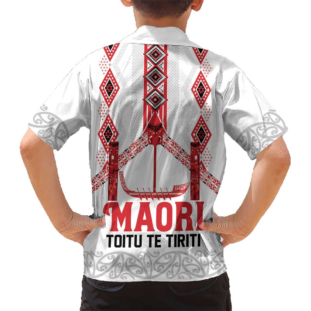 Toitu Te Tiriti Waitangi Hawaiian Shirt White Wharenui House - Polynesian Pride