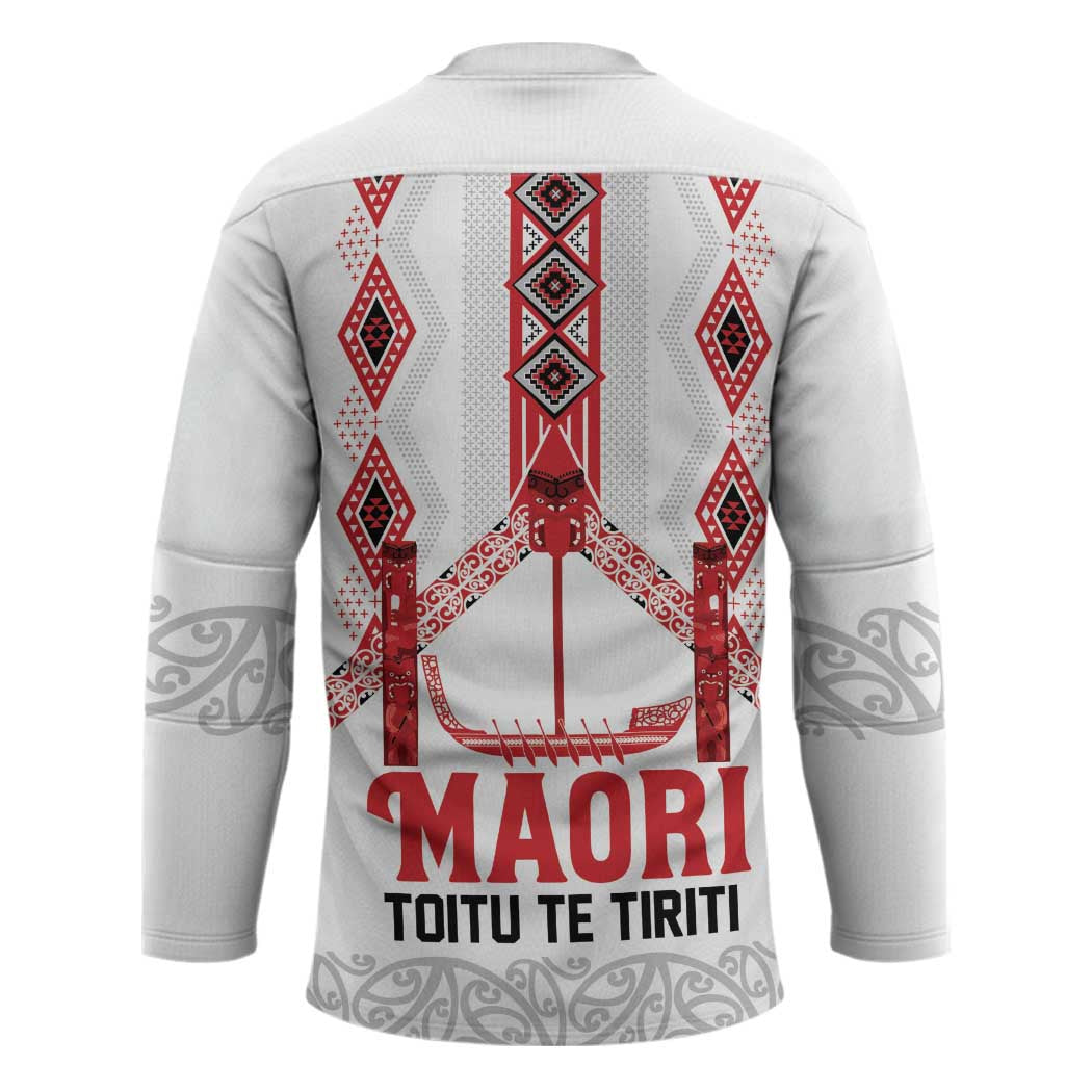 Toitu Te Tiriti Waitangi Hockey Jersey White Wharenui House - Polynesian Pride