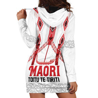 Toitu Te Tiriti Waitangi Hoodie Dress White Wharenui House - Polynesian Pride
