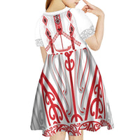 Toitu Te Tiriti Waitangi Kid Short Sleeve Dress White Wharenui House - Polynesian Pride