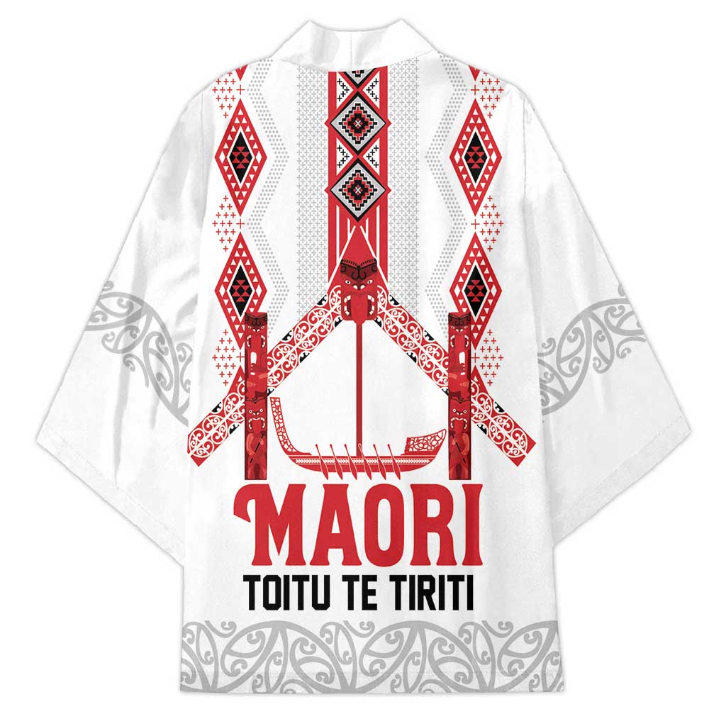 Toitu Te Tiriti Waitangi Kimono White Wharenui House - Polynesian Pride