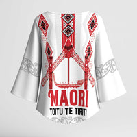 Toitu Te Tiriti Waitangi Kimono Sleeve Blouse White Wharenui House - Polynesian Pride