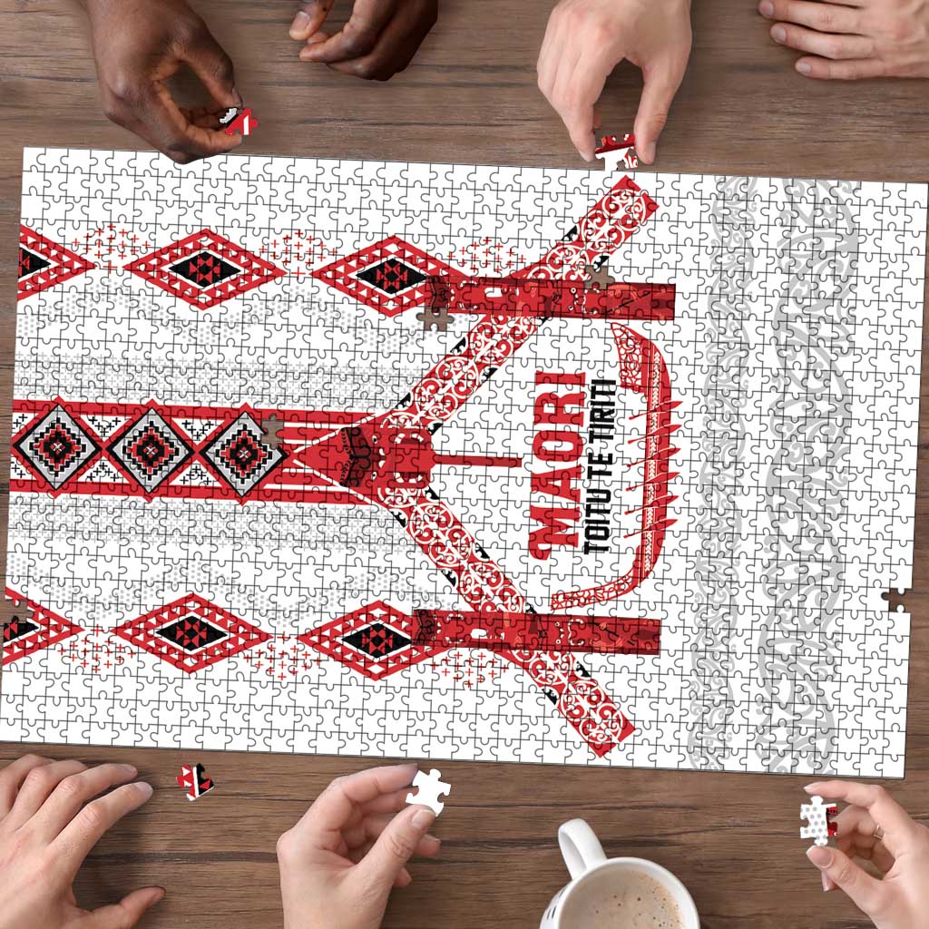 Toitu Te Tiriti Waitangi Puzzle White Wharenui House - Polynesian Pride